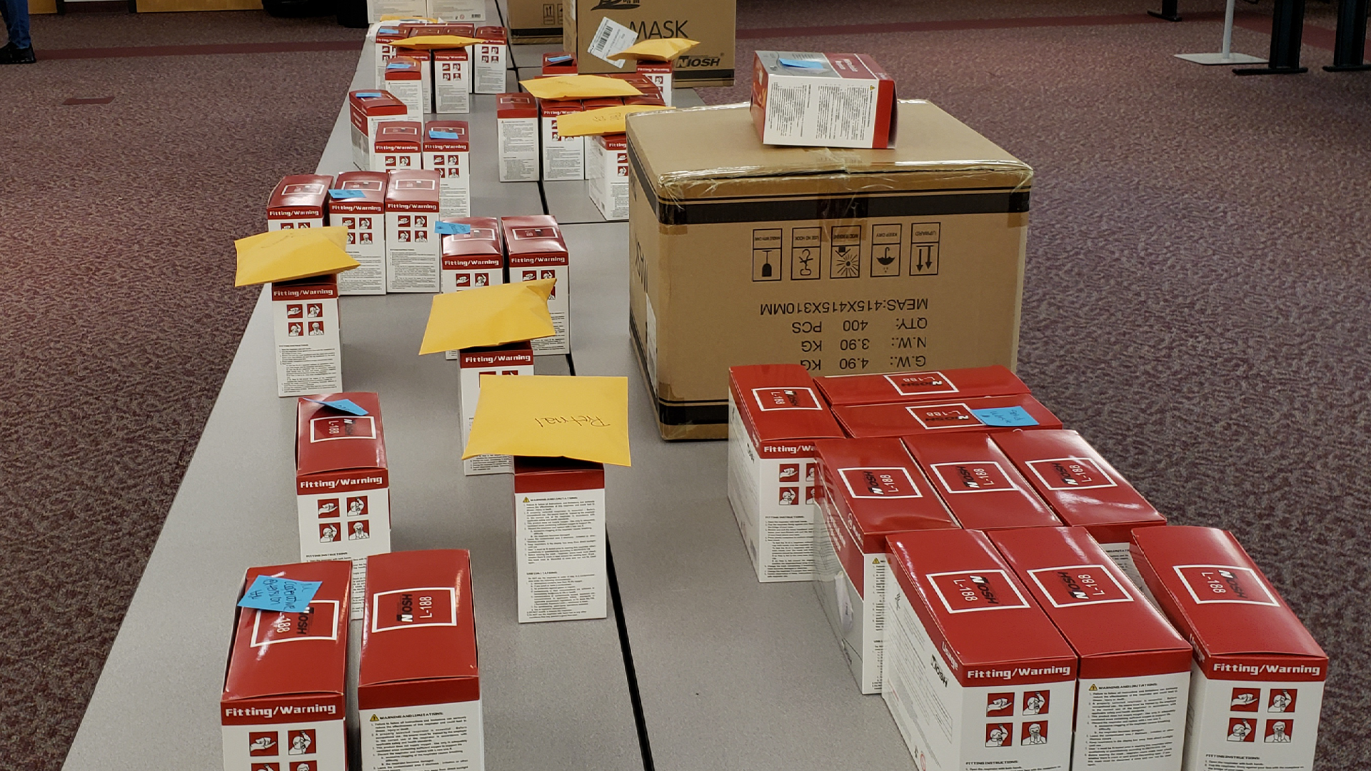 N95 masks on a table