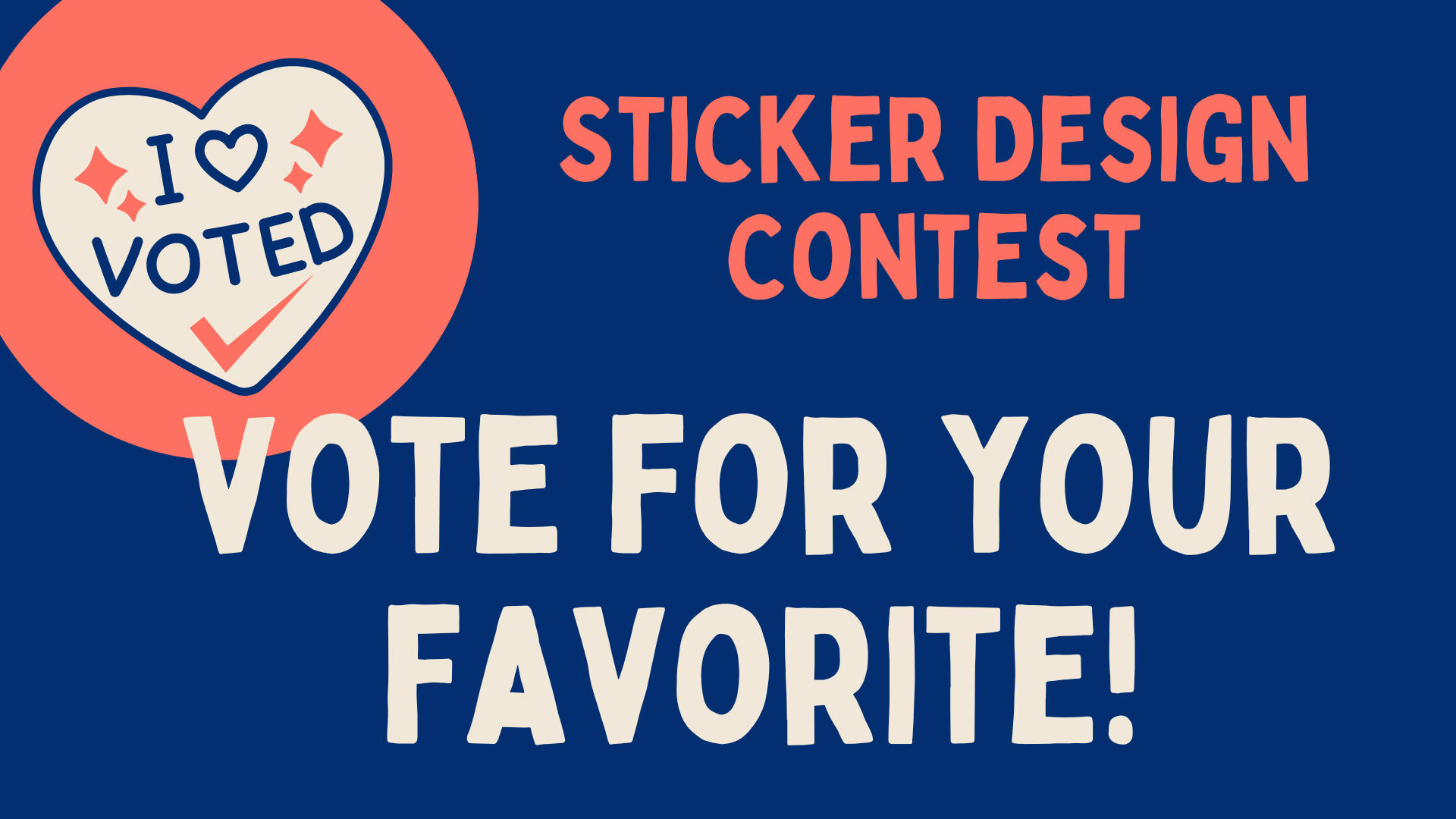 vote for your favorite sticker design contest words on dark blue background