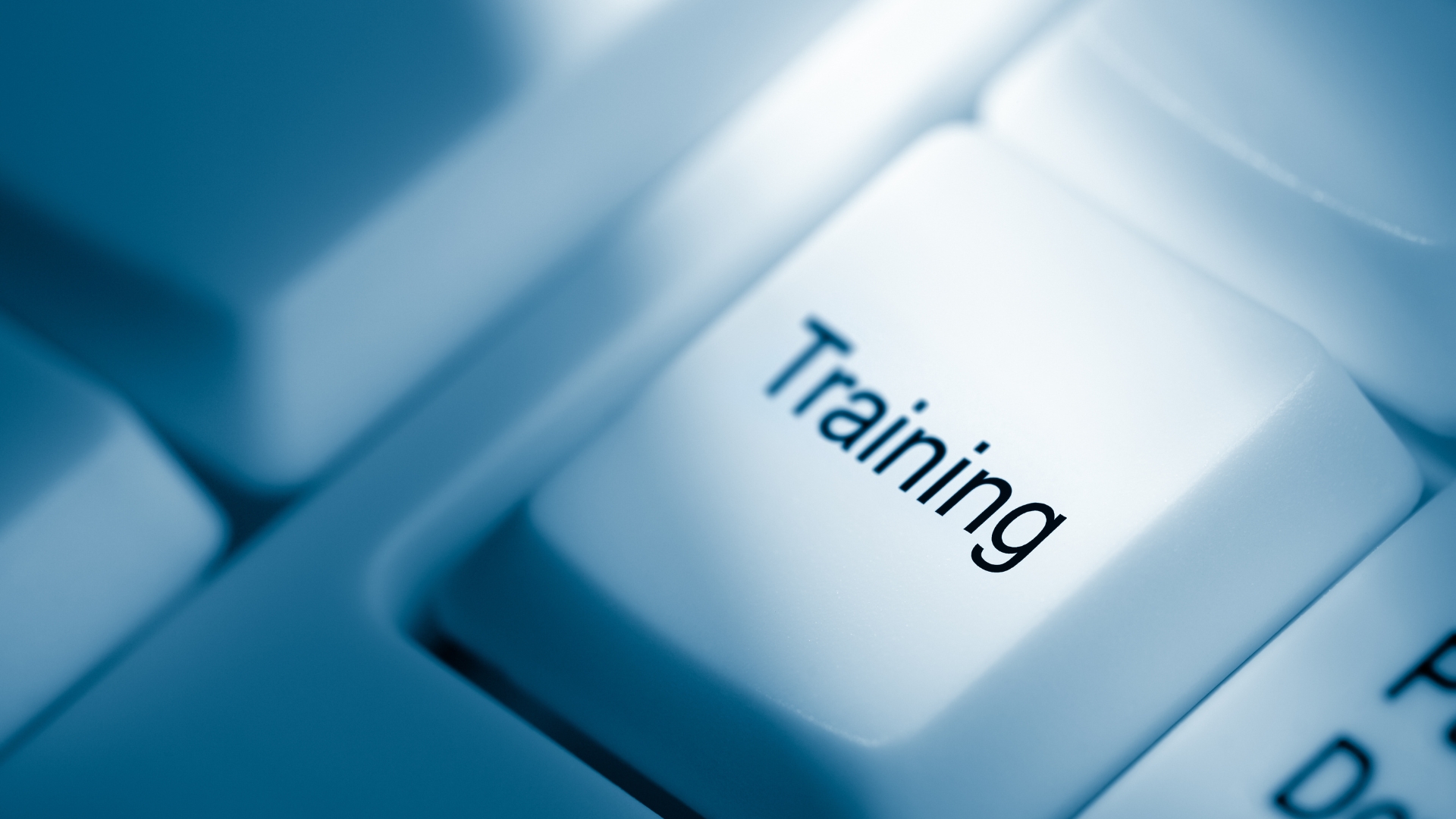 close up photo of computer keyboard with the word training on a key