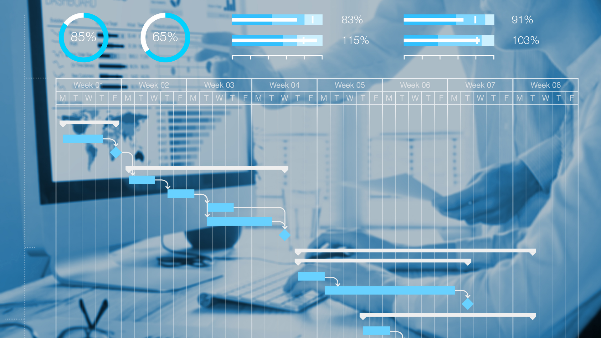 Charts and graphs over computer background